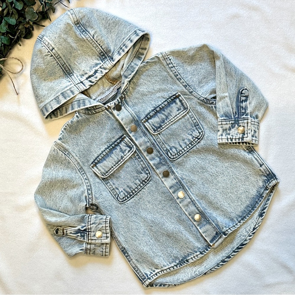 NWT Next Blue Denim Hooded Shacket size 1 1/2-2Yrs